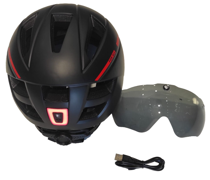 For All Helmet With Backlight And Removable Sunglasses - Black - Zoom Image 2