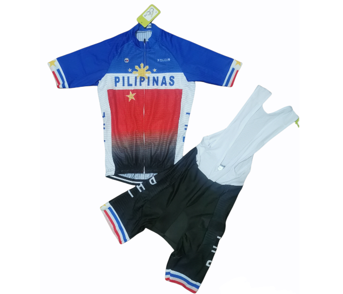 DJ Full Powerband Pilipinas XL Design Cycling Bibset Pineaple Fabric 20D Gel Pad - Blue And Black - Zoom Image 1