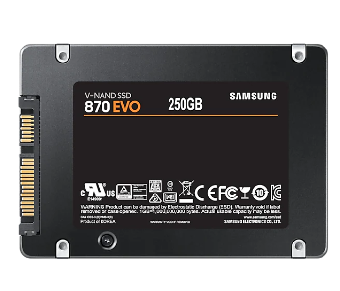 Samsung MZ-77E250BW 2.5 Inch SATA III 250GB SSD 870 EVO Internal Hard Disk - Black - Zoom Image 2