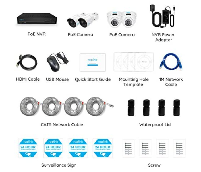 Reolink RL-3C820A-3C810A-N410 8MP Super HD PoE 6 Camera and 4K 2TB NVR and HDMI Wire Charger and Mouse - Zoom Image 2