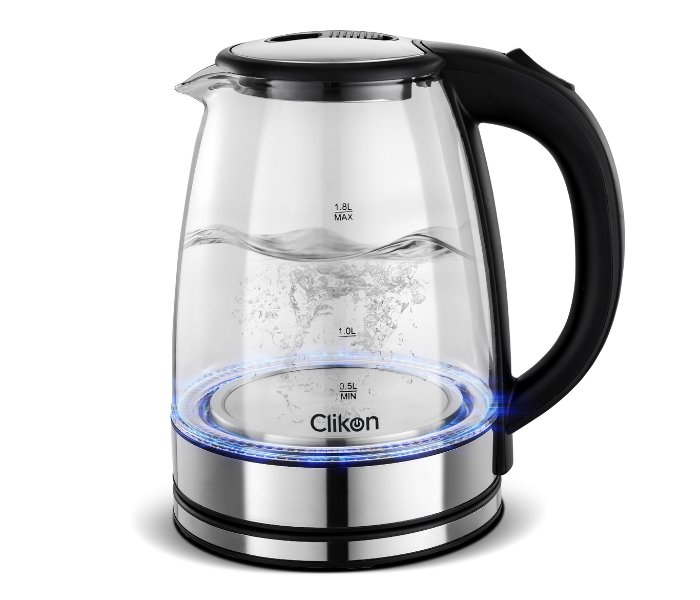 Clikon CK5138 1.8 Litre Electric Glass Kettle - Silver and Black - Zoom Image 1