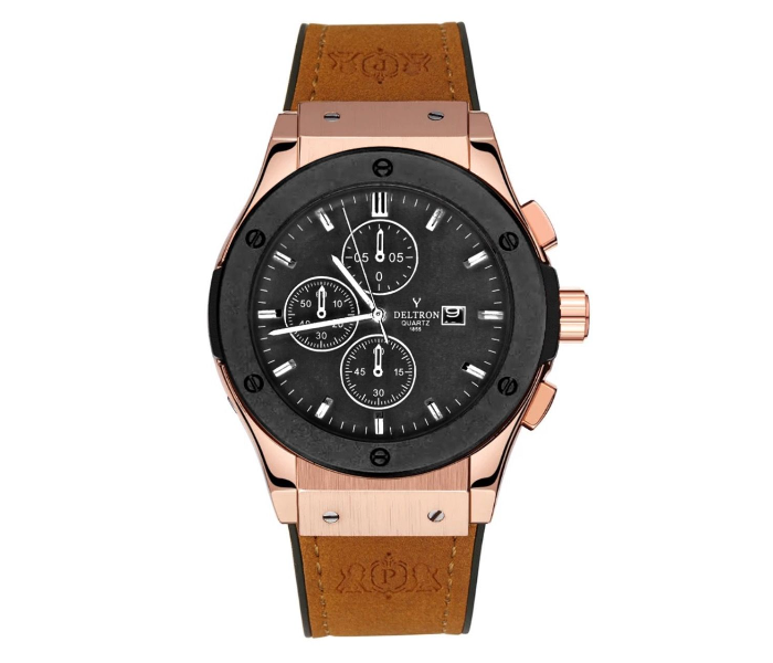 Deltron HL69 Luxury Analog Watch For Men - Brown - Zoom Image