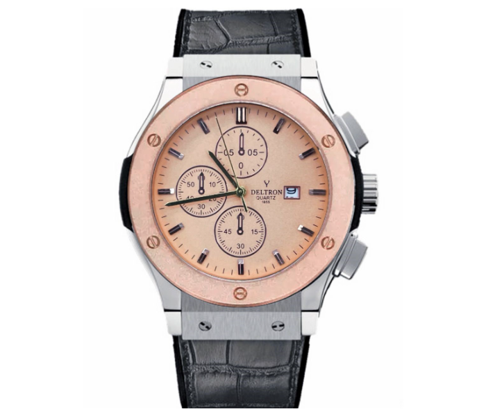 Deltron HL79 Luxury Analog Watch For Men - Black and Rose Gold - Zoom Image