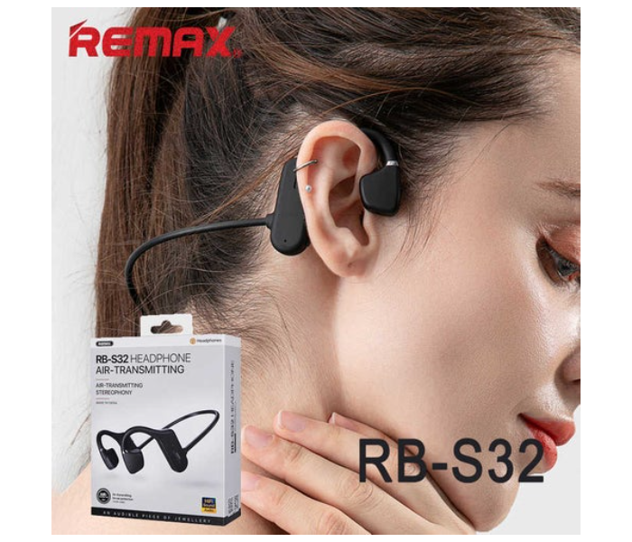 Remax RB-S32 Air-Transmitting Bone Conduction Wireless Bluetooth Headphone - Black - Zoom Image 1