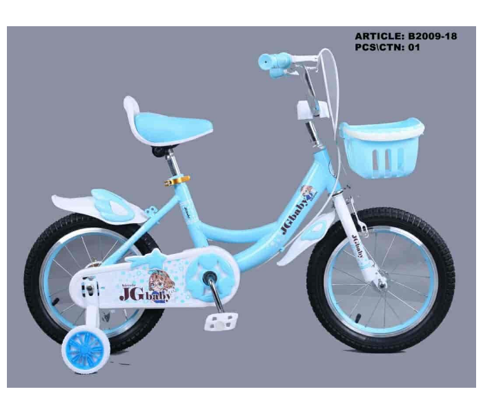 B2009-18 B2009-18 18 Inch Fast Rolling Bicycle with Training Wheels and Basket - Blue and White - Zoom Image