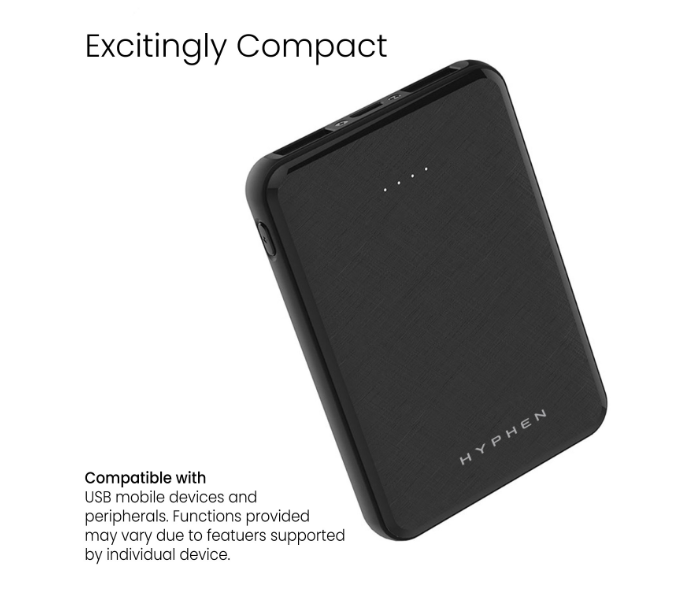 Hyphen HPB-5BLK1944 X Pocket 5000 mAh Power Bank - Black - Zoom Image 6