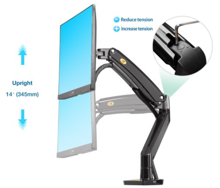 Skill Tech SH-130-C012 Desktop Single Monitor Mount for 13 to 27 Inch Screen - Black - Zoom Image 3