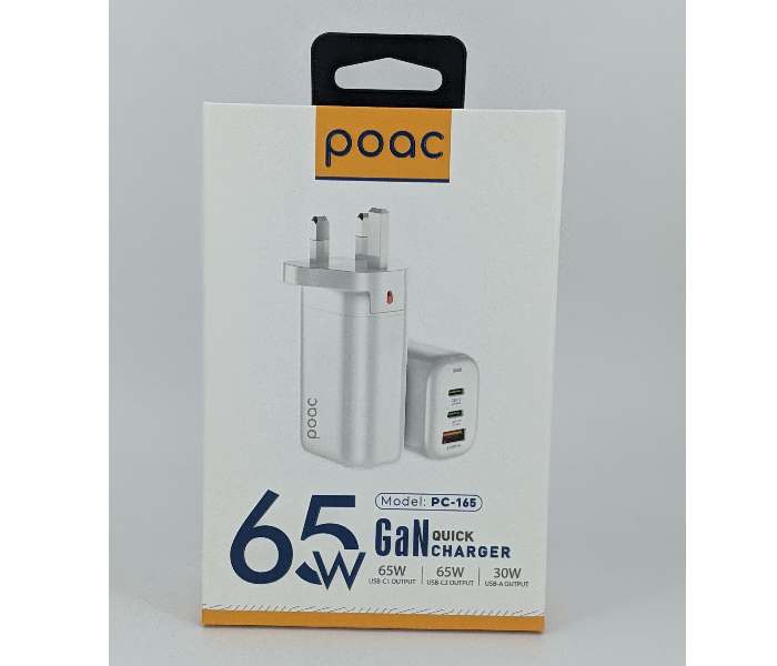 Poac PC-165 65 Watts Gan Quick Charger - White - Zoom Image 2