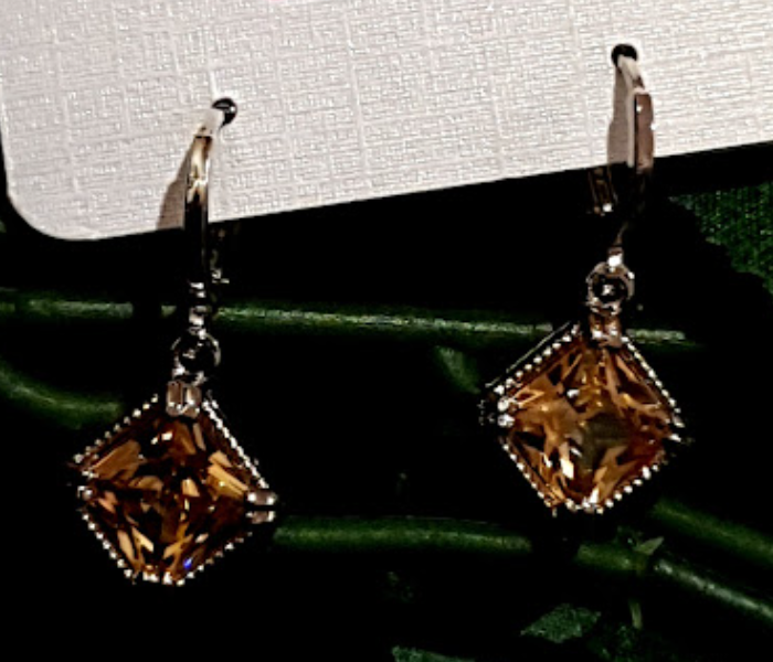 Strabella ER2-09b Beautiful Single Stone Earrings for Women - Golden and Silver - Zoom Image