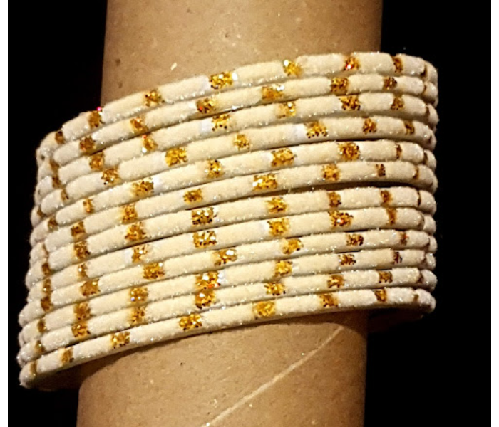 Strabella TB2-2 Beautiful 2.6 Velvet Glass Bangles  for Women - White - Zoom Image