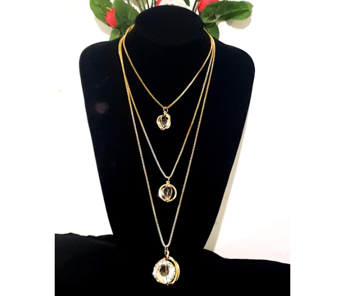 Strabella NC6001b Beautiful Layered Long Chain for Women - Golden - Zoom Image