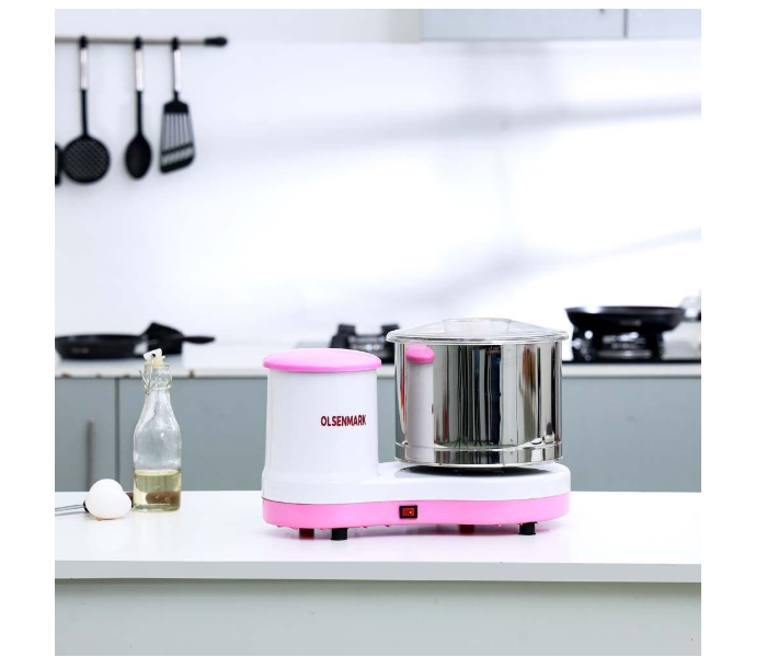 Olsenmark OMWG2453 Wet Grinder with 1Litre Stainless Steel Drum -White and Pink - Zoom Image 2