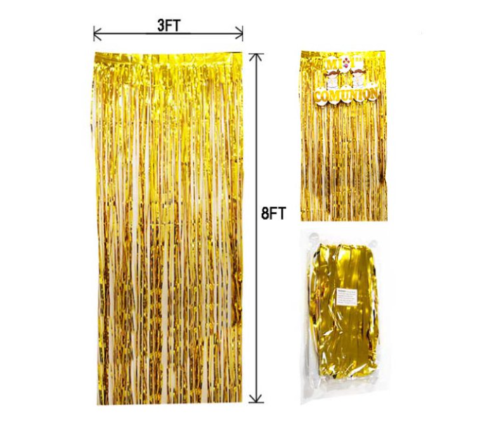 Mira Decor M-D-FC-5 Foil Curtains Metallic Foil Fringe Curtain - Gold - Zoom Image