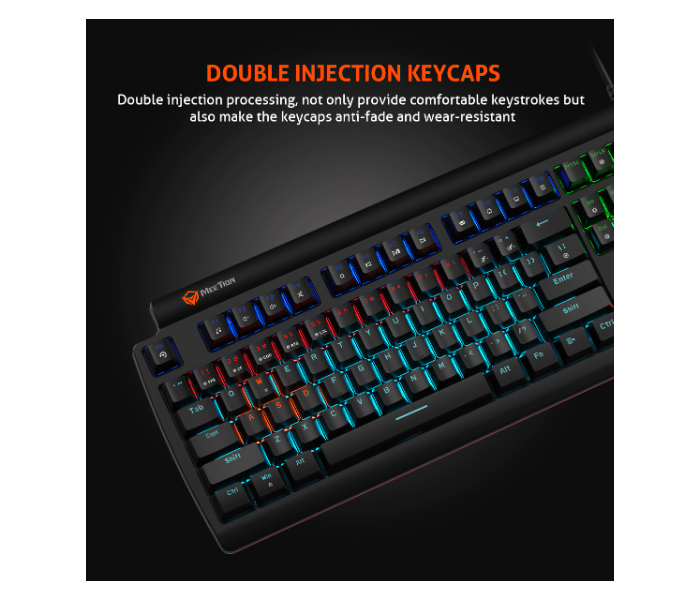 Meetion MT-MK600MX Mechanical RGB Backlit Gaming Keyboard with Blue Switch - Black - Zoom Image 7