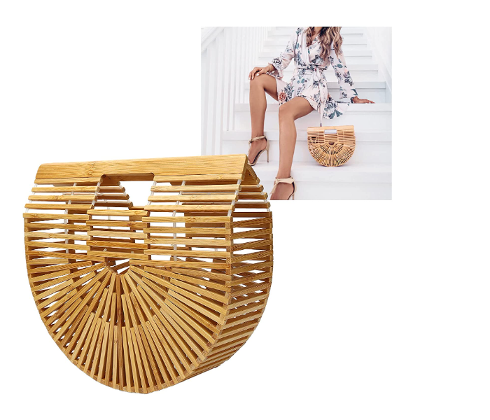 Portable Wooden Bamboo Beach Basket for Women - Zoom Image 3