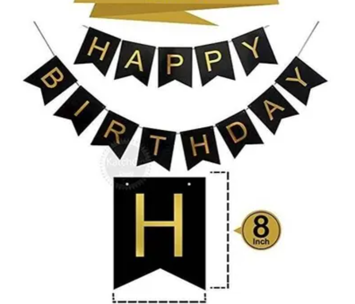 Decorative Balloon Set of Happy Birthday - Black and Golden - Zoom Image 4