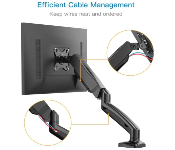 Skill Tech SH-130-C012 Desktop Single Monitor Mount for 13 to 27 Inch Screen - Black - Zoom Image 2