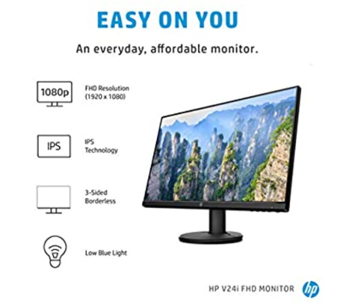 Hp 9RV17AS 23.8 Inch V24i FHD Monitor - Black - Zoom Image 2