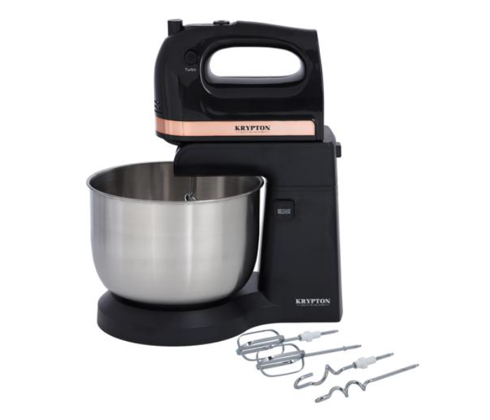 Krypton KNSM6343 220W 5 Speed Control Stand Mixer with Two Beaters and Two Hooks - Silver and Black - Zoom Image 1