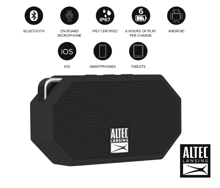 Altec Lansing IMW258N-BLK Mini H2O 3 Rugged Bluetooth Speaker  - Black - Zoom Image 2