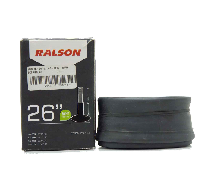 Ralson 26-2-1-R-6205-48MM 48Mm Auto Valve Butyl Bicycle Tube - Black - Zoom Image