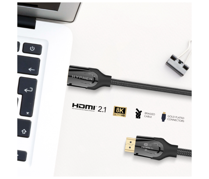 Hyphen HCB-HDMI154984 1.5 M 2.1 Ultra High Speed HDMI Cable - Black - Zoom Image 8