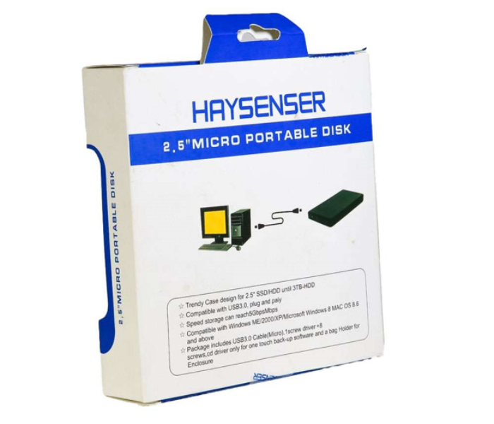 Haysenser 2.5Inch USB 3 Encloser Mini Portable Disk - Black - Zoom Image 2