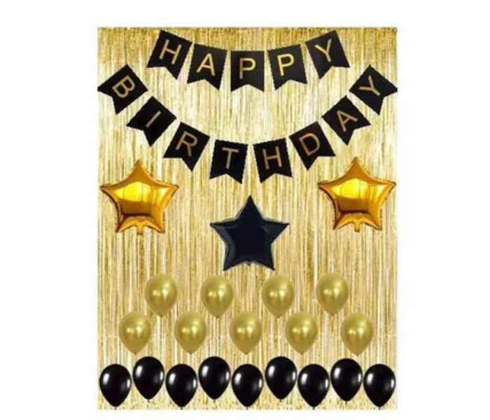 Decorative Balloon Set of Happy Birthday - Black and Golden - Zoom Image 3