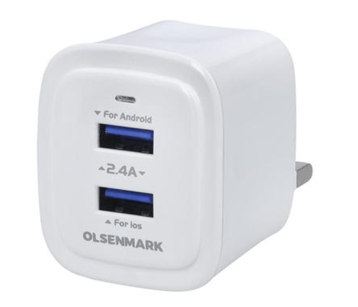 Olsenmark OMPA1822 2 USB Ports Portable Travel Charger - White - Zoom Image 3