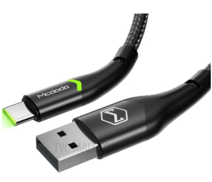 Mcdodo CA-7963 Magnificence Series Type-C Data Cable with 1.5m Switching LED - Black - Zoom Image