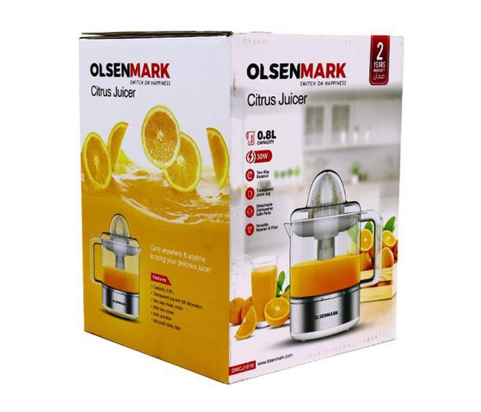 Olsenmark OMCJ1818 0.8L 30 Watts Citrus Juicer With Transparent Jug - Silver - Zoom Image 2