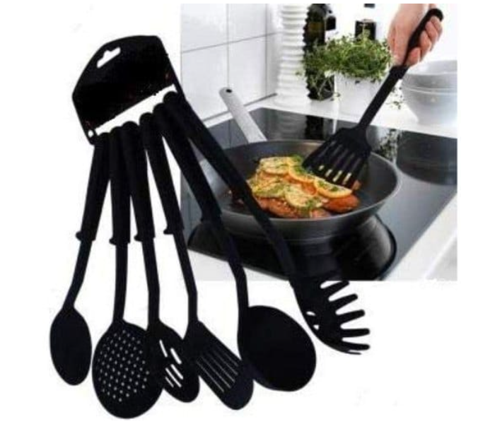 RMN 6 Piece Heat-Resistant Non Stick Kitchen Tool Set - Black  - Zoom Image 1