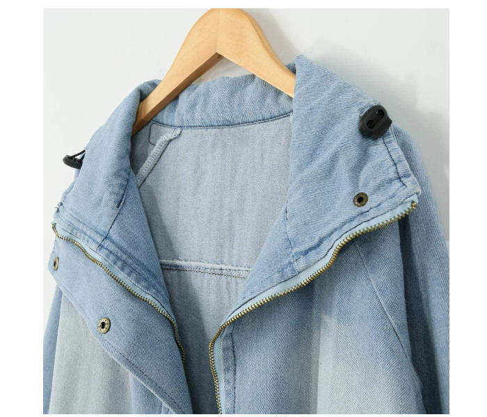 Fashionable Casual Women Denim Jacket Hooded - Light Blue - Zoom Image 4