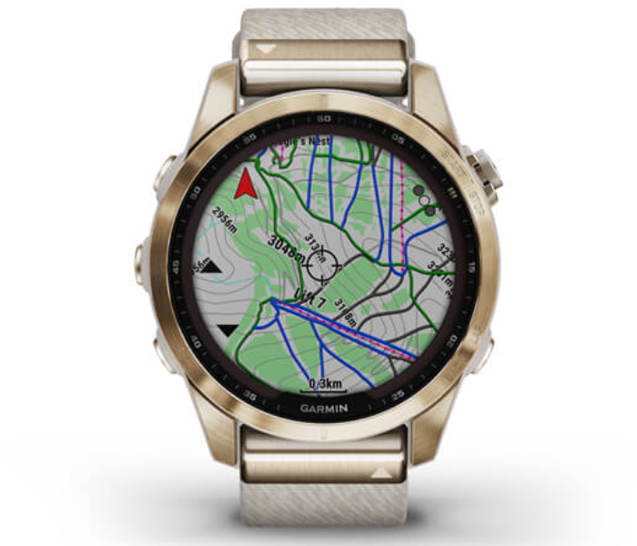 Garmin 010-02539-39 Fenix 7S Sapphire Solar Cream Gold Titanium with Cream Heathered Nylon Band - Zoom Image 4