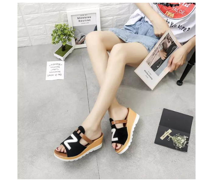 Women Loafers Non Slip Thick Bottom Fashion Wedge Sandals EU 35 - Black - Zoom Image 1