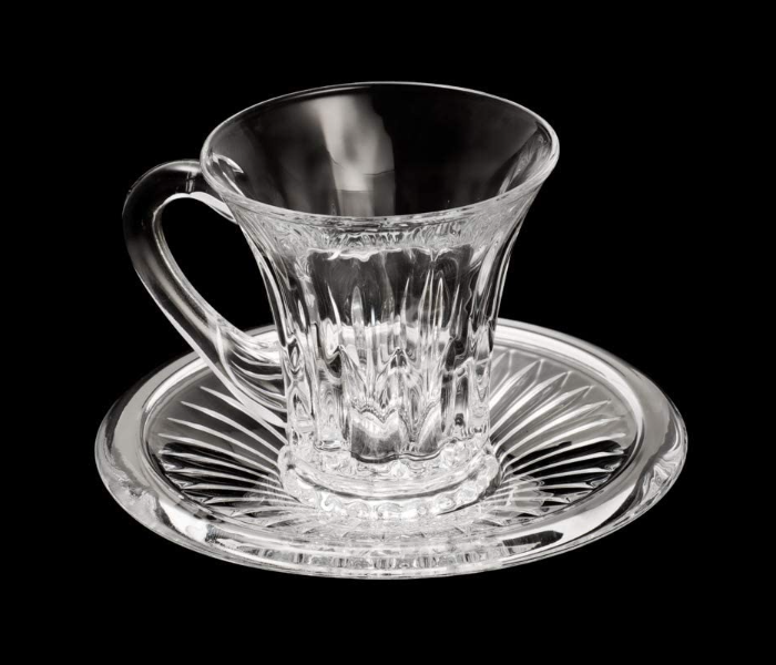 Windcera Set of 6 Sodo Calcium Titanium Glass Tea Cups and Saucer - Zoom Image 1