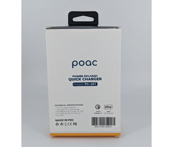 Poac PC-201 20 Watts PD Quick Charger - White - Zoom Image 4