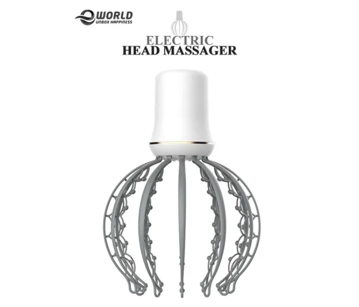 500mAh Rechargeable Electric Octopus Head Back and Body Massage for Stress Relaxation - White and Grey - Zoom Image 1