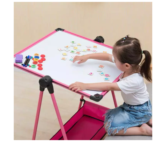 Generic 360 Degrees 2 in 1 Kids Art Drawing White and Black Board Double Sided Rotating Adjust Height and Angles - Zoom Image 1