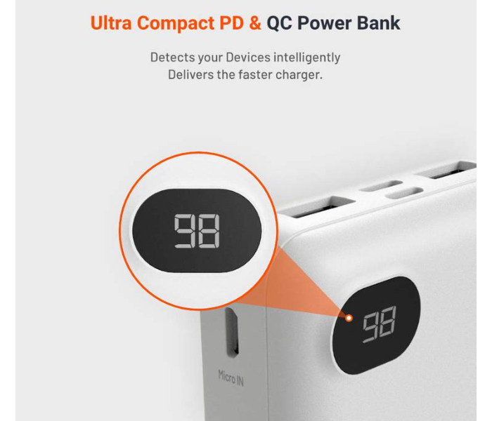 Porodo PD-PBFCH003-WH 20000mAh 4 Port Power Bank - White - Zoom Image 3