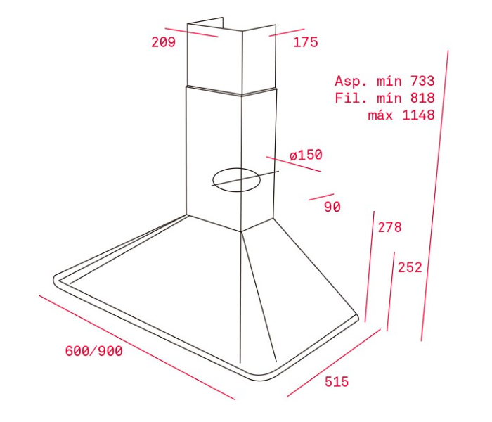 Teka DOS 90.1 90cm 290 Watts Wall Concept Chimney Hood - Beige - Zoom Image 2