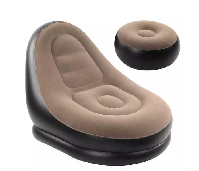 Generic Portable Inflatable Sofa With Footrest - Beige and Black - Zoom Image 2