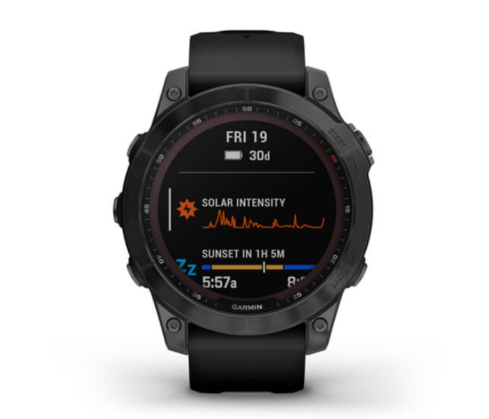 Garmin 010-02540-21 Fenix 7 Sapphire Solar Carbon Grey DLC Titanium with Black Band - Zoom Image 2