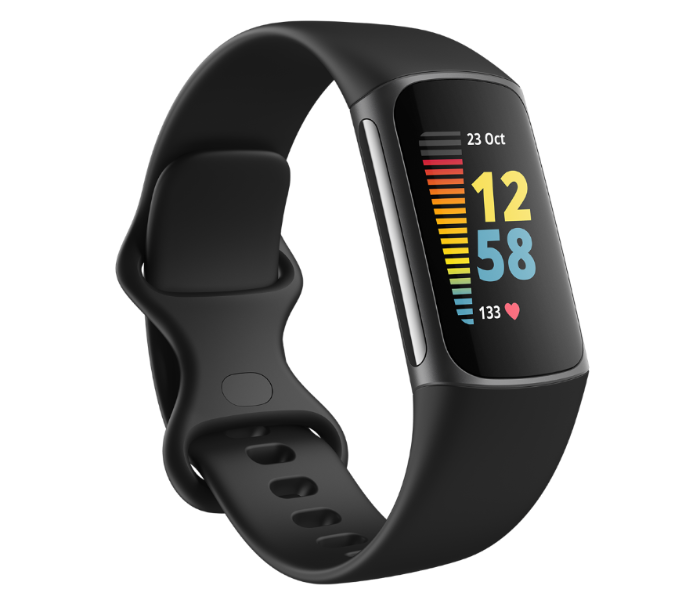 Fitbit Charge 5 Fitness and Health Tracker with Graphite Stainless Steel and Black Band - Zoom Image 1