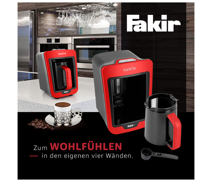 Fakir KAAVE RED 735 Watts Automatic Turkish Coffee Machine - Black and Maroon - Zoom Image 2