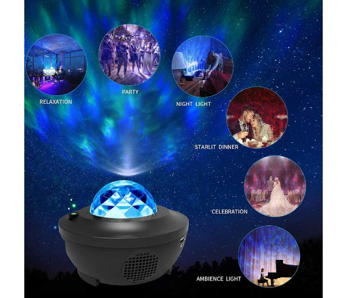 2 in 1 Starry Light and Ocean Wave Projector with Remote Control 10 Colors Changing Music Player with Bluetooth Dimmable Star Light Projector Led Night Light  - Zoom Image 7