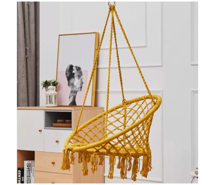 379-1 Beautiful Hammock Chair Swing with Cotton Rope - Yellow - Zoom Image 1