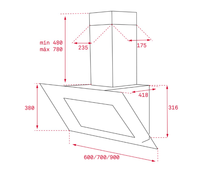 Teka DVT 985 90cm 286 Watts Wall Concept Chimney Hood - Silver - Zoom Image 3