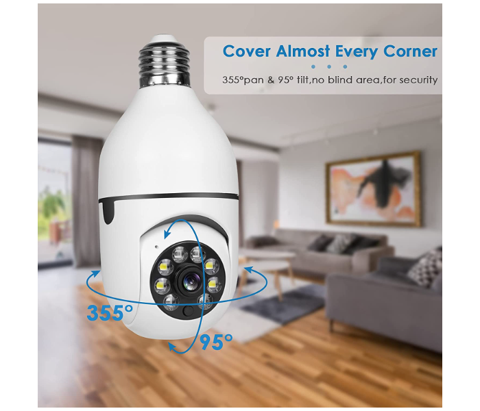 Generic Bulb with 1080P Security Camera Wireless Connector with WiFi Smart Motion Detection and Alarm - White - Zoom Image 5