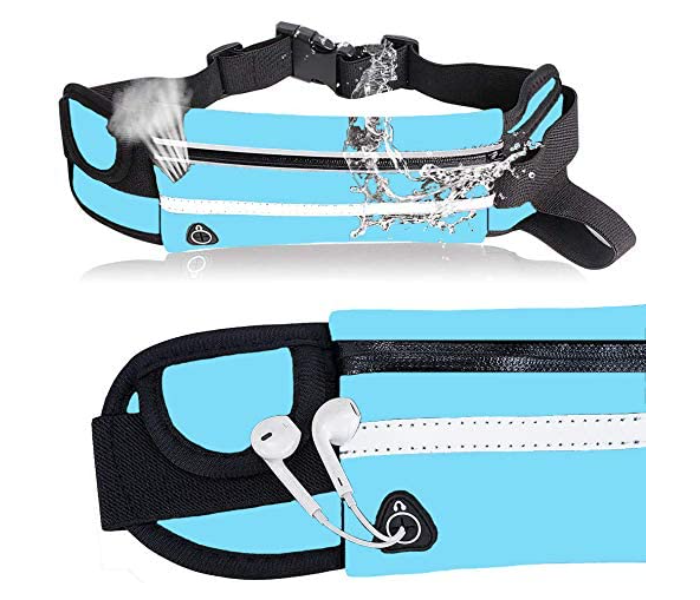 Running Belt with Extender Fanny Pack Pouch Bag - Black and Blue  - Zoom Image 4